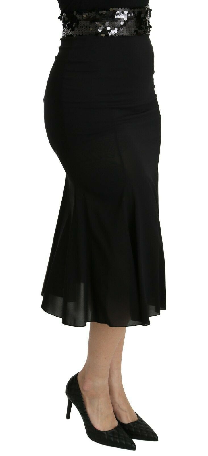 Dolce & Gabbana Chic High Waist Black Silk Blend Skirt - The Home of Luxury