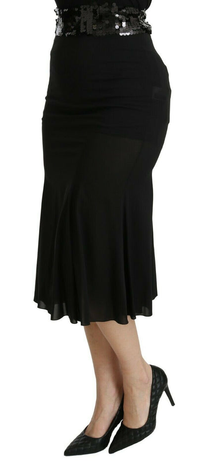 Dolce & Gabbana Chic High Waist Black Silk Blend Skirt - The Home of Luxury