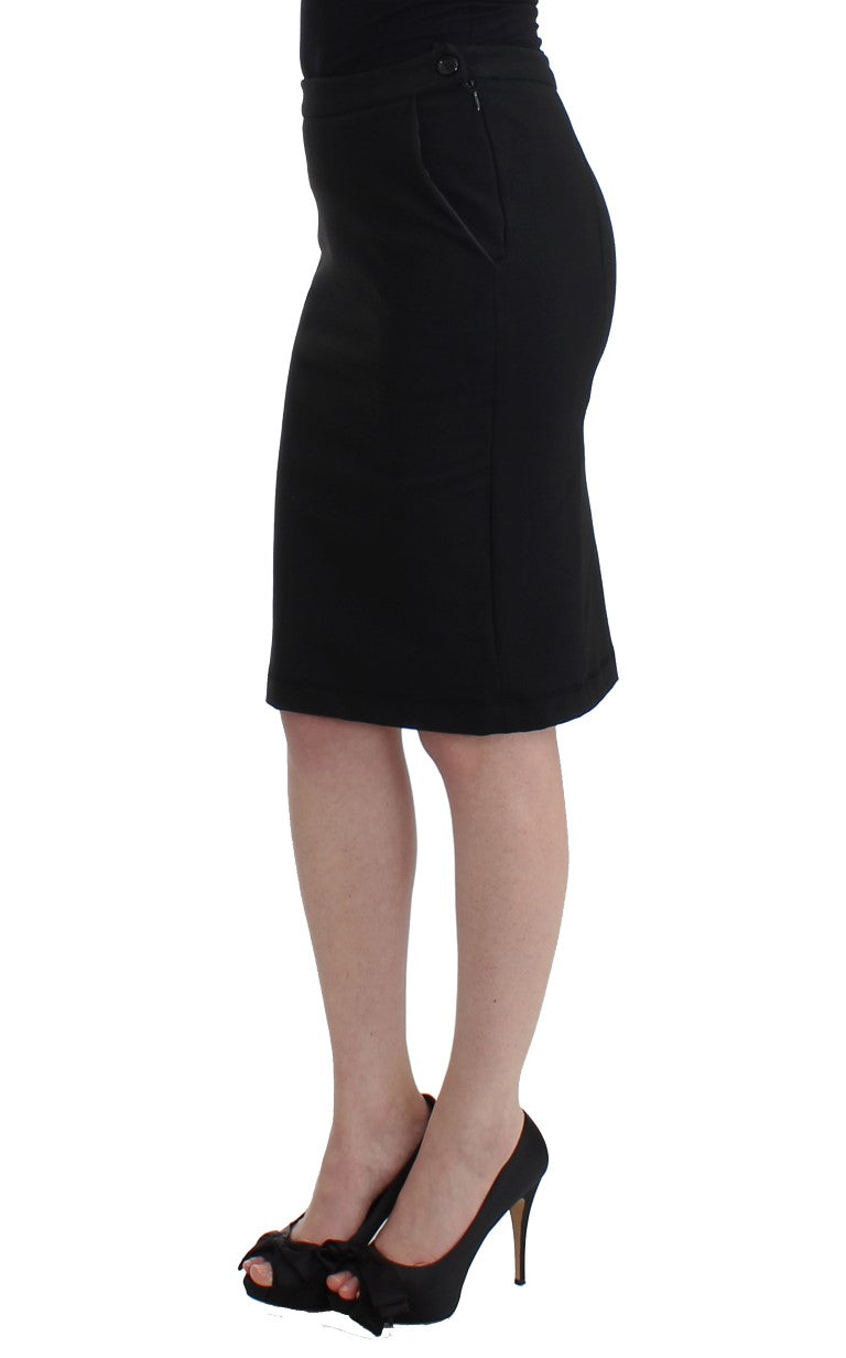 GF Ferre Chic Black Pencil Skirt Knee Length with Side Zip - The Home of Luxury