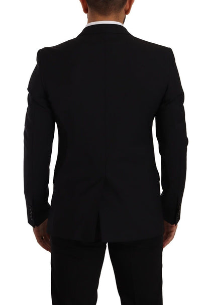 Dolce & Gabbana Elegant Black Martini Slim Fit Blazer and Vest Top Set