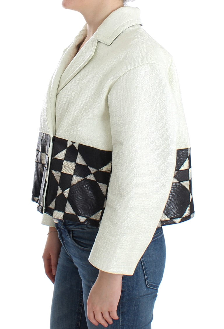 Andrea Pompilio Exclusive Black & White Leather Jacket - The Home of Luxury