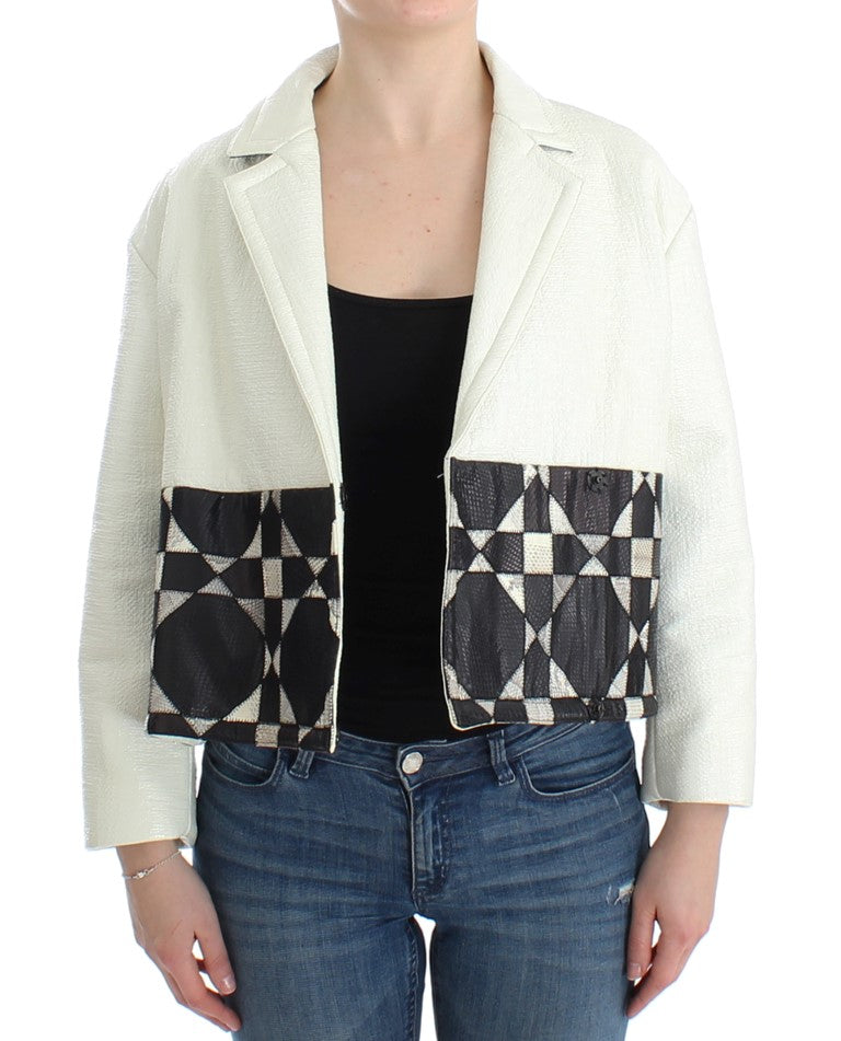 Andrea Pompilio Exclusive Black & White Leather Jacket - The Home of Luxury