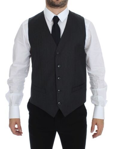 Dolce & Gabbana Elegant Gray Wool Formal Vest - The Home of Luxury