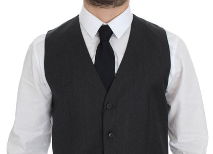 Dolce & Gabbana Elegant Gray Wool Formal Vest - The Home of Luxury