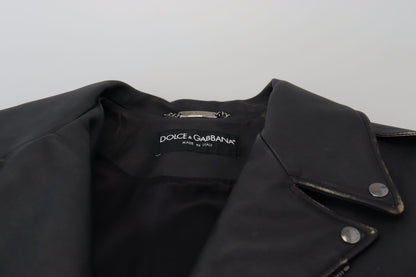 Dolce & Gabbana Elegant Black Leather Biker Jacket