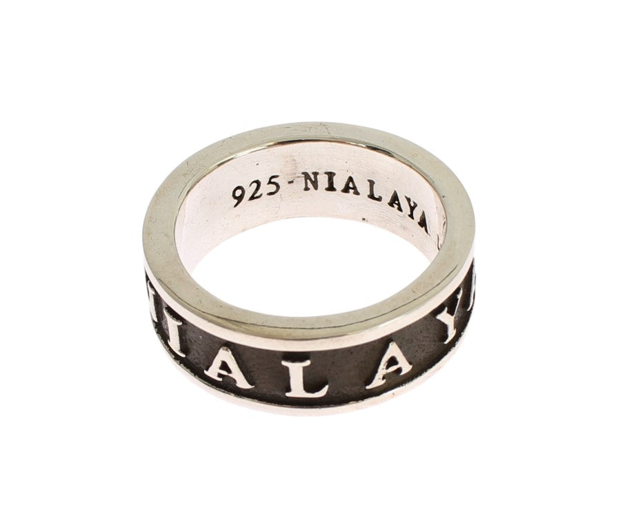 Nialaya Elegant Silver and Black Men's Sterling Ring - The Home of Luxury