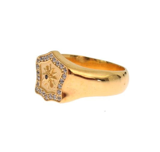 Nialaya Elegant Men's Gold Plated Silver Ring - The Home of Luxury