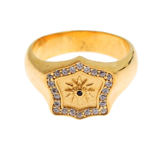 Nialaya Elegant Men's Gold Plated Silver Ring - The Home of Luxury