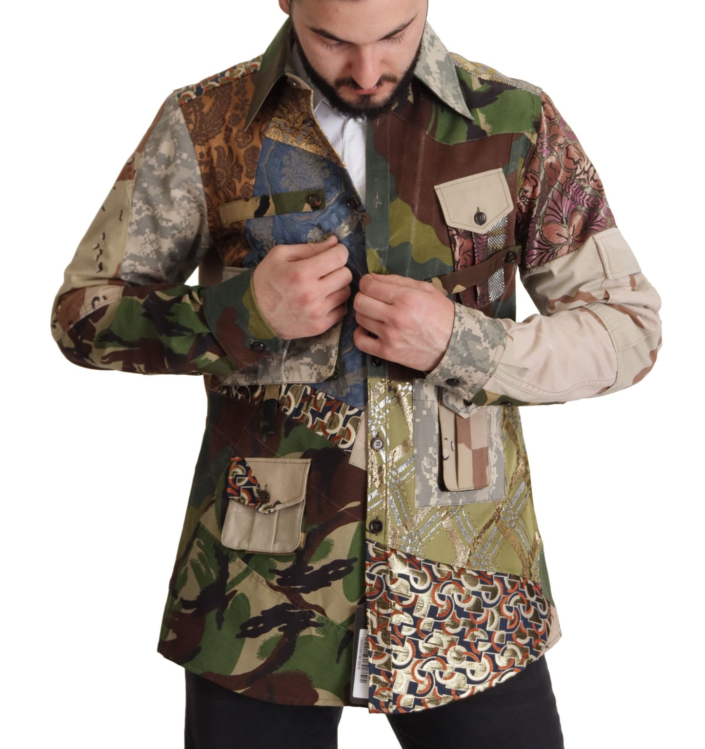 Dolce & Gabbana Patchwork Camouflage Casual Shirt