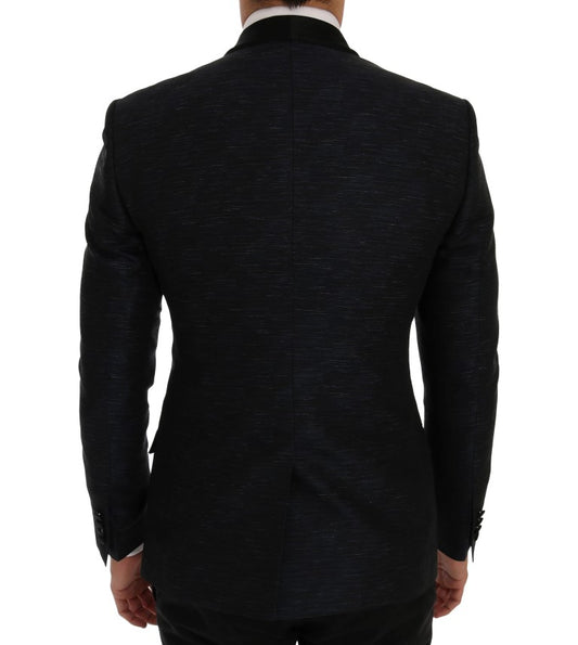 Dolce & Gabbana Elegant Blue & Black Slim Fit Suit Ensemble - The Home of Luxury