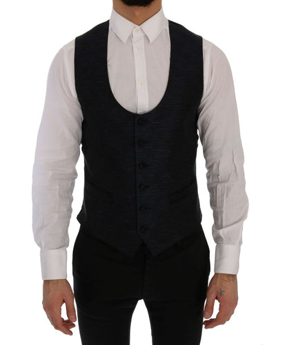 Dolce & Gabbana Elegant Blue & Black Slim Fit Suit Ensemble - The Home of Luxury