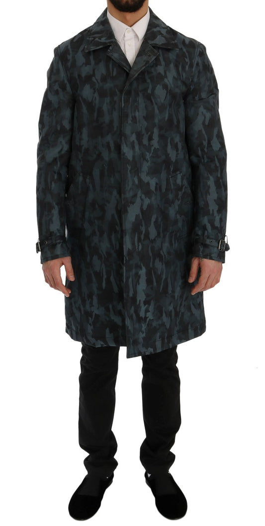 Dolce & Gabbana Blue Camouflage Print Coat - The Home of Luxury