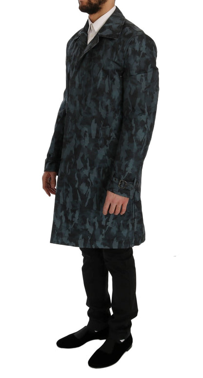 Dolce & Gabbana Blue Camouflage Print Coat - The Home of Luxury