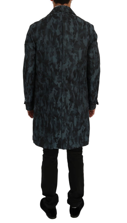 Dolce & Gabbana Blue Camouflage Print Coat - The Home of Luxury