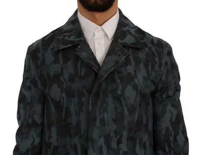 Dolce & Gabbana Blue Camouflage Print Coat - The Home of Luxury