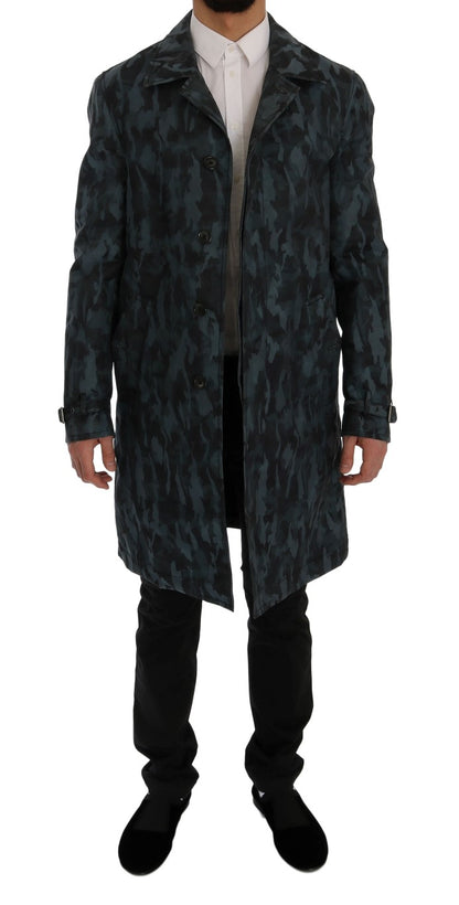 Dolce & Gabbana Blue Camouflage Print Coat - The Home of Luxury