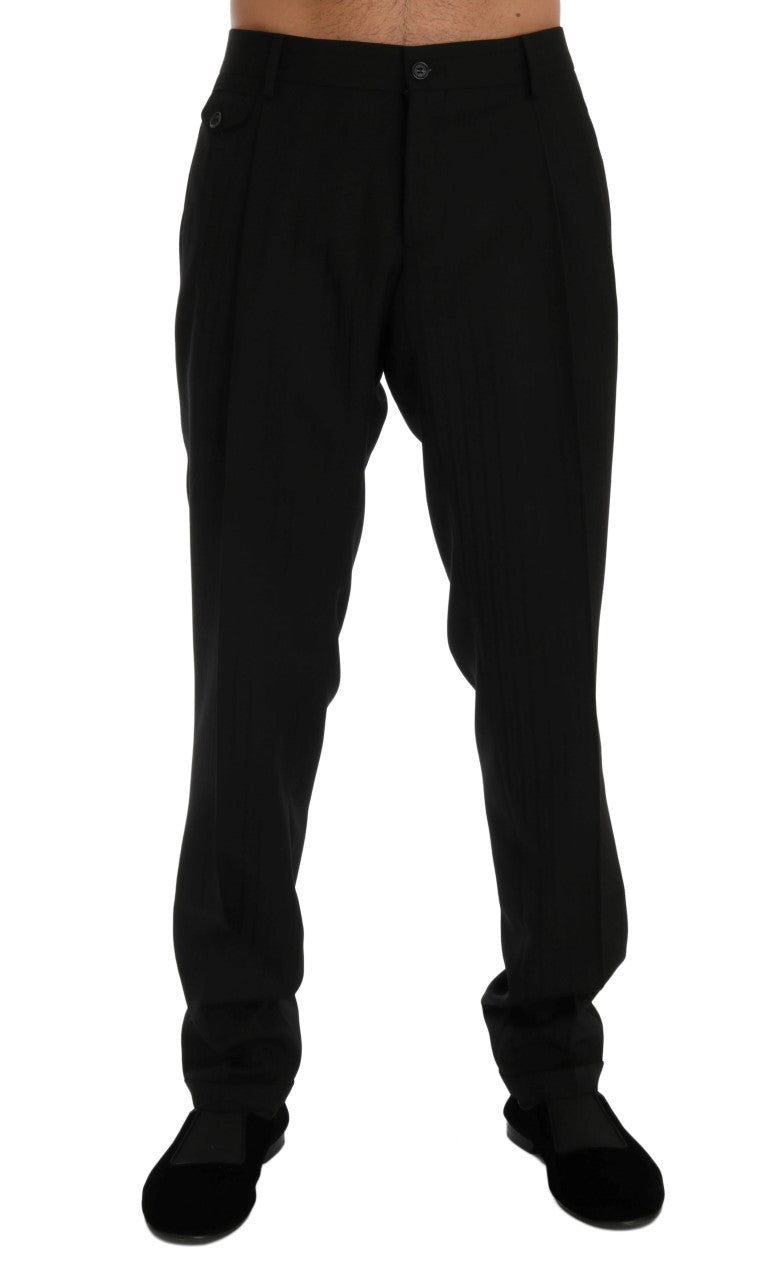 Dolce & Gabbana Elegant Black Striped Straight Fit Dress Pants - The Home of Luxury