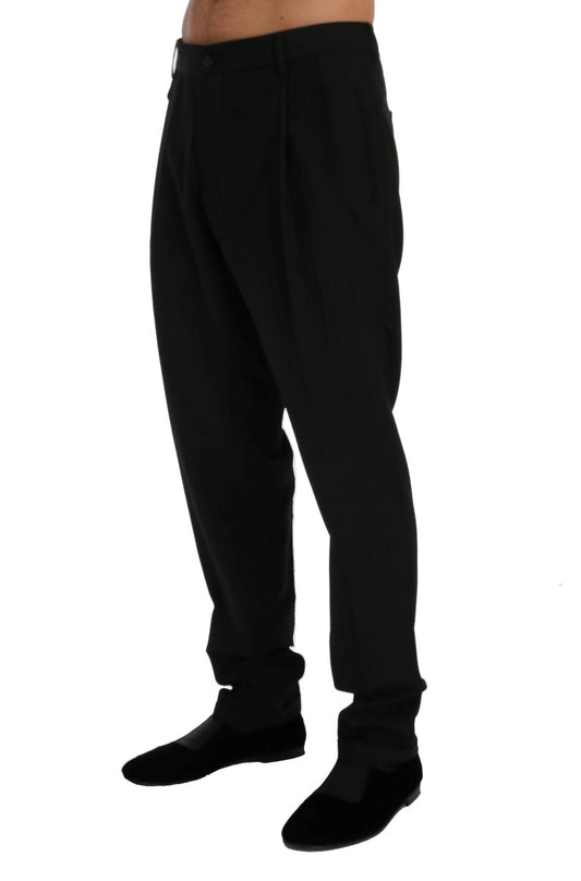 Dolce & Gabbana Elegant Black Striped Straight Fit Dress Pants - The Home of Luxury