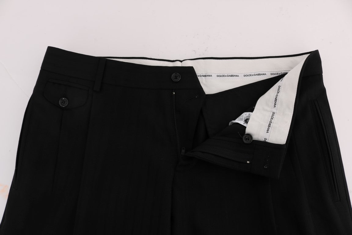 Dolce & Gabbana Elegant Black Striped Straight Fit Dress Pants - The Home of Luxury