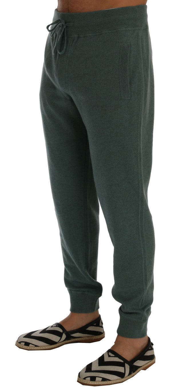 Dolce & Gabbana Elegant Green Cashmere Sport Pants - The Home of Luxury