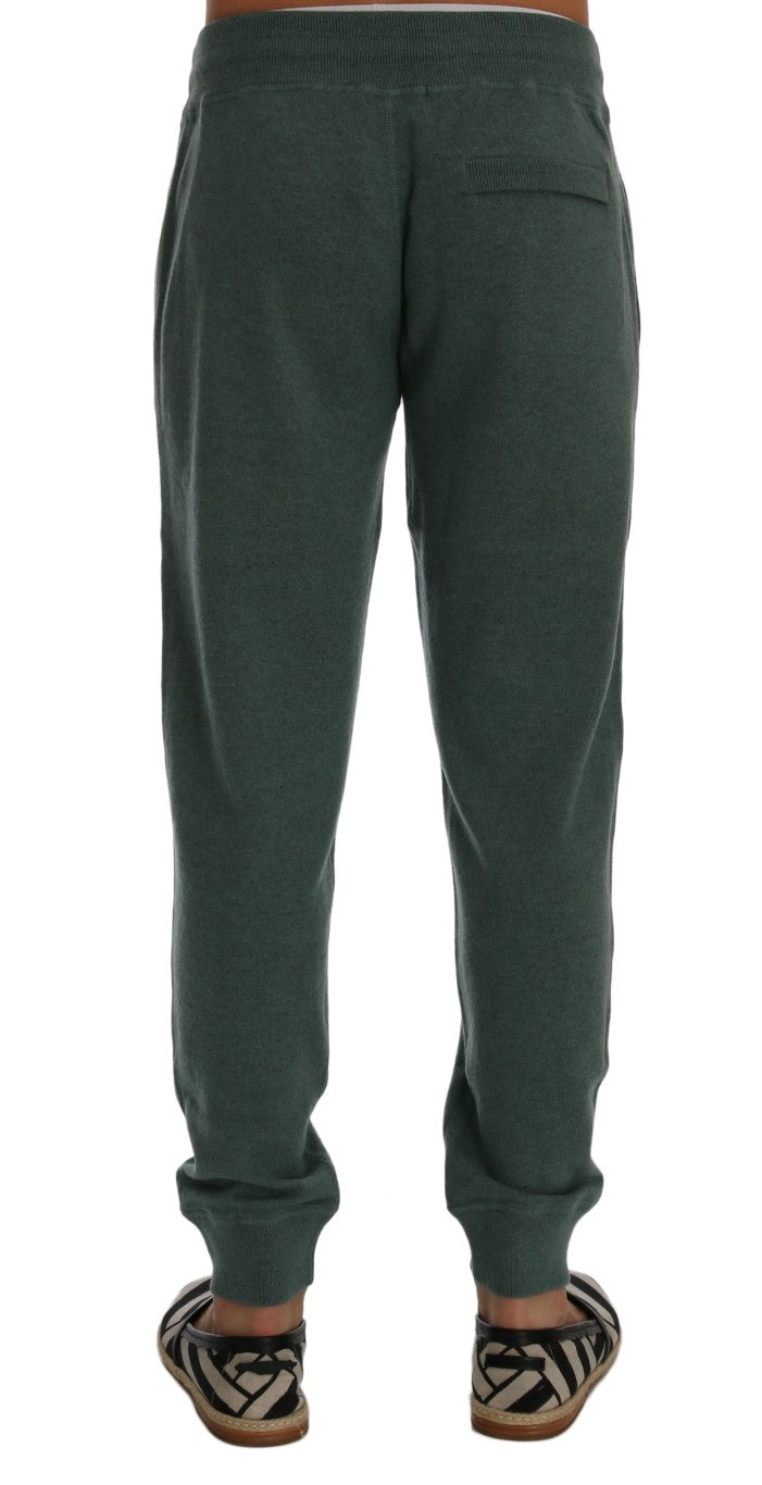 Dolce & Gabbana Elegant Green Cashmere Sport Pants - The Home of Luxury