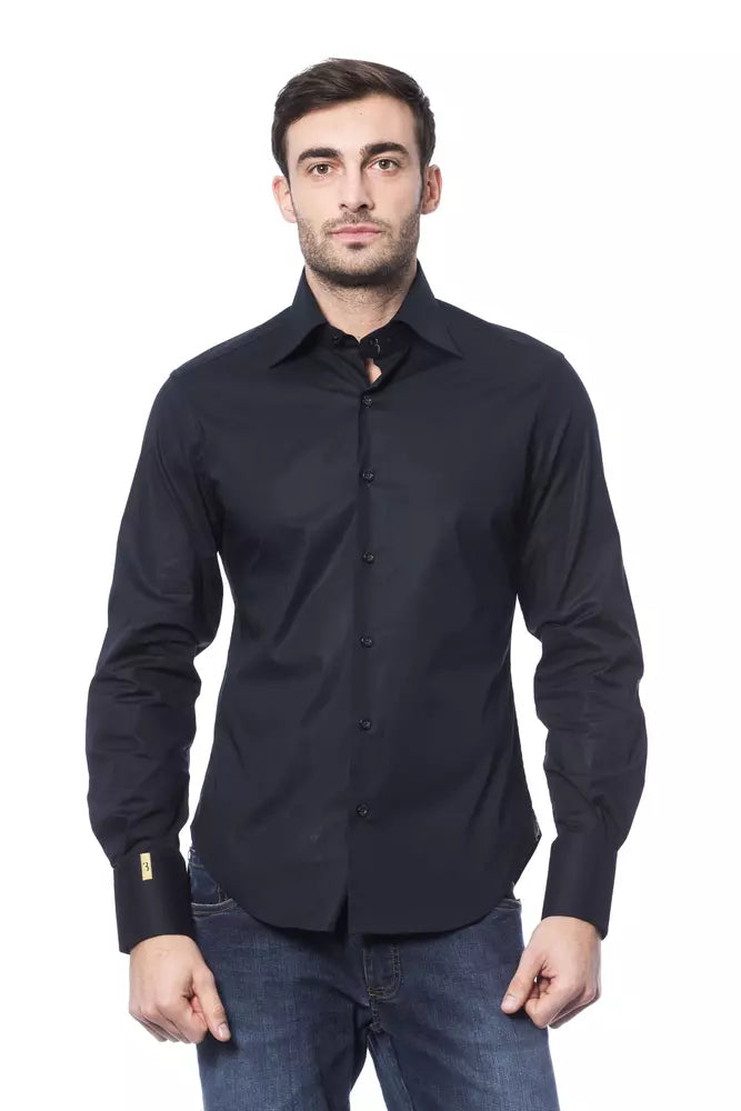 Billionaire Italian Couture Blue Cotton Men Shirt - The Home of Luxury