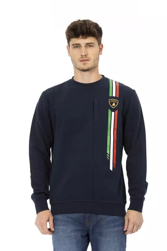 Automobili Lamborghini Blue Cotton Men Sweater