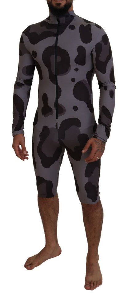 Dolce & Gabbana Elite Gray Patterned Men's Wetsuit Swimwear