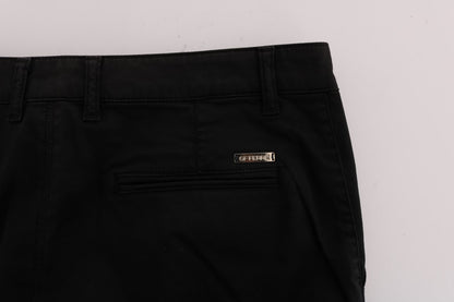 GF Ferre Elegant Slim Fit Black Cotton Trousers - The Home of Luxury