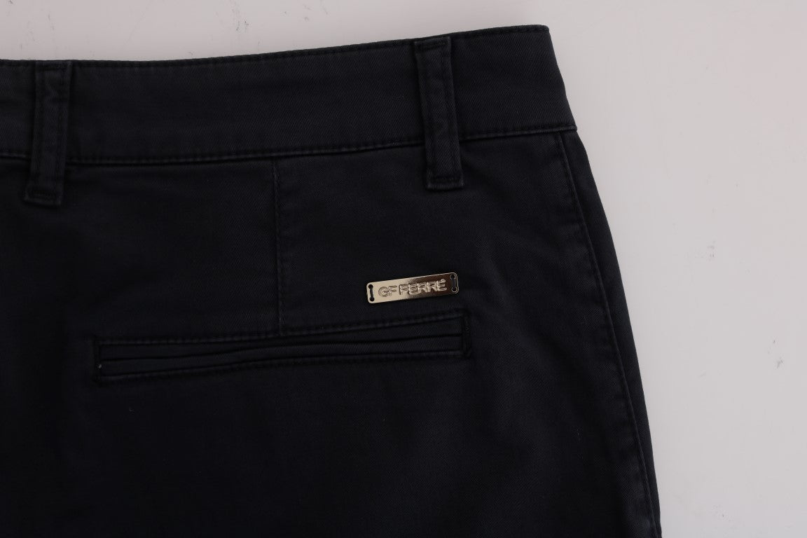 GF Ferre Chic Slim-Fit Blue Cotton Stretch Pants - The Home of Luxury