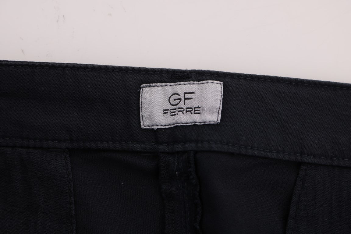 GF Ferre Sleek Blue Cotton Stretch Pants for Men - The Home of Luxury