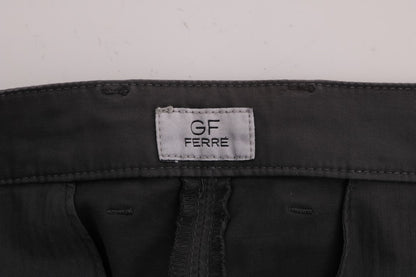 GF Ferre Elegant Slim-Fit Gray Cotton Trousers - The Home of Luxury