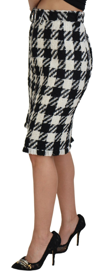 Dolce & Gabbana Elegant Houndstooth High-Waist Knee-Length Skirt