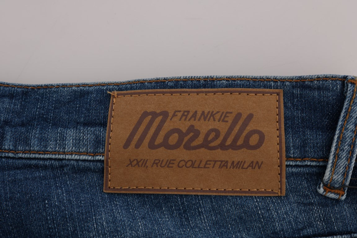 Frankie Morello Chic Slim Fit Blue Wash Jeans - The Home of Luxury