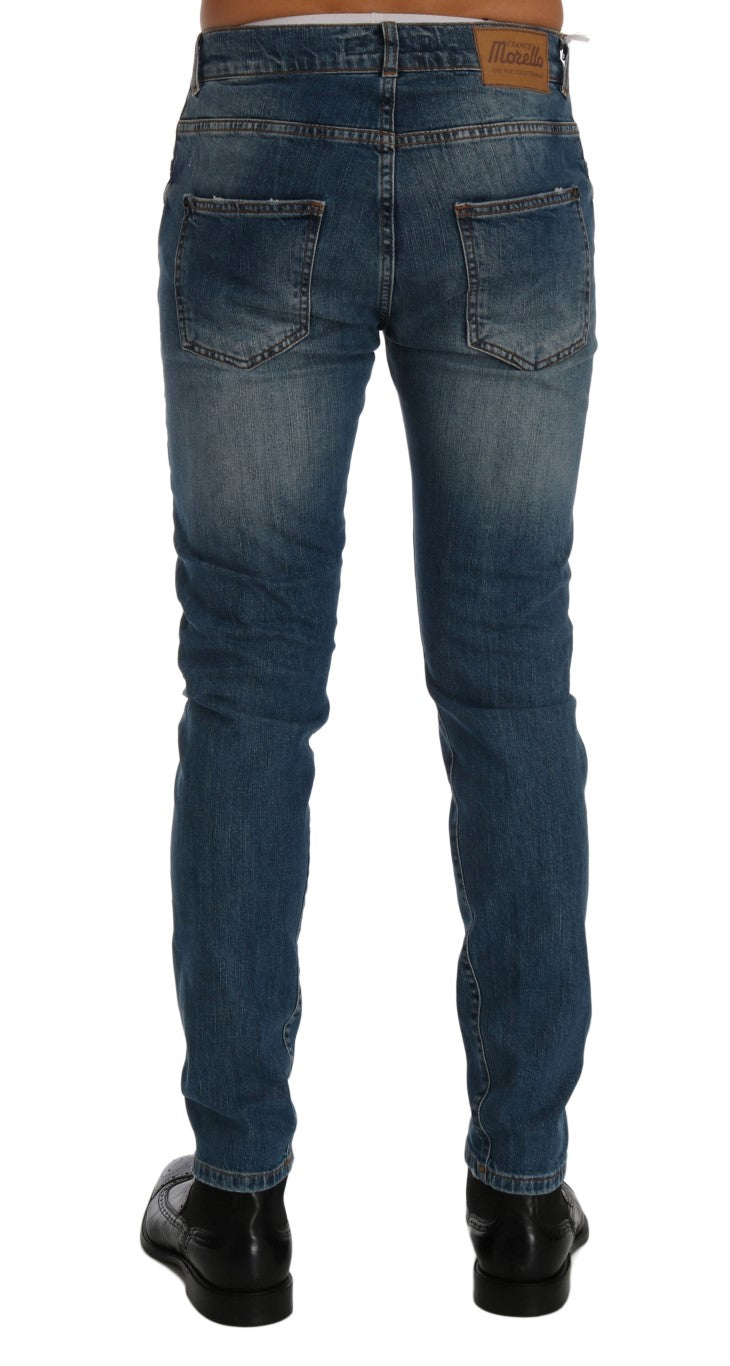 Frankie Morello Svelte Italian Denim - Slim Fit Blue Jeans - The Home of Luxury