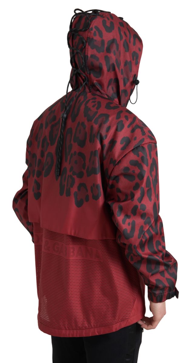 Dolce & Gabbana Radiant Red Leopard Print Hooded Jacket