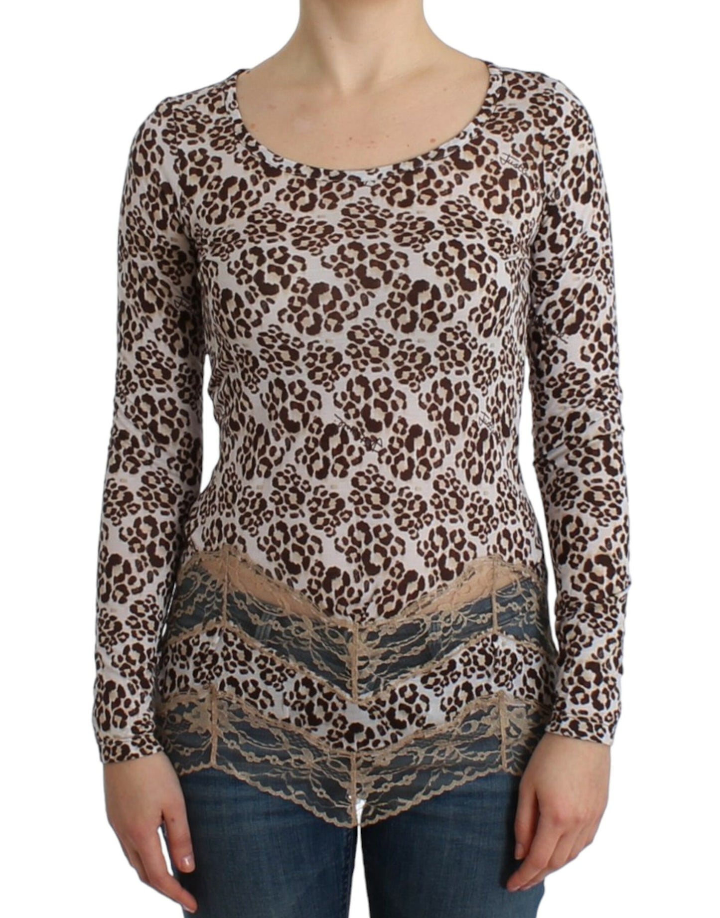 Cavalli Elegant Floral Lace Longsleeve Top - The Home of Luxury