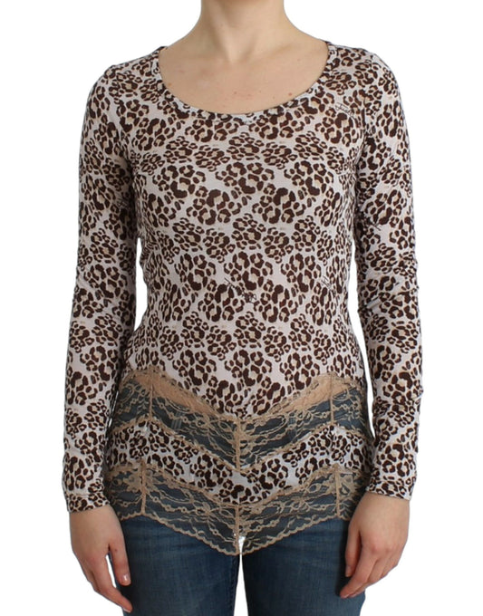 Cavalli Elegant Floral Lace Longsleeve Top - The Home of Luxury