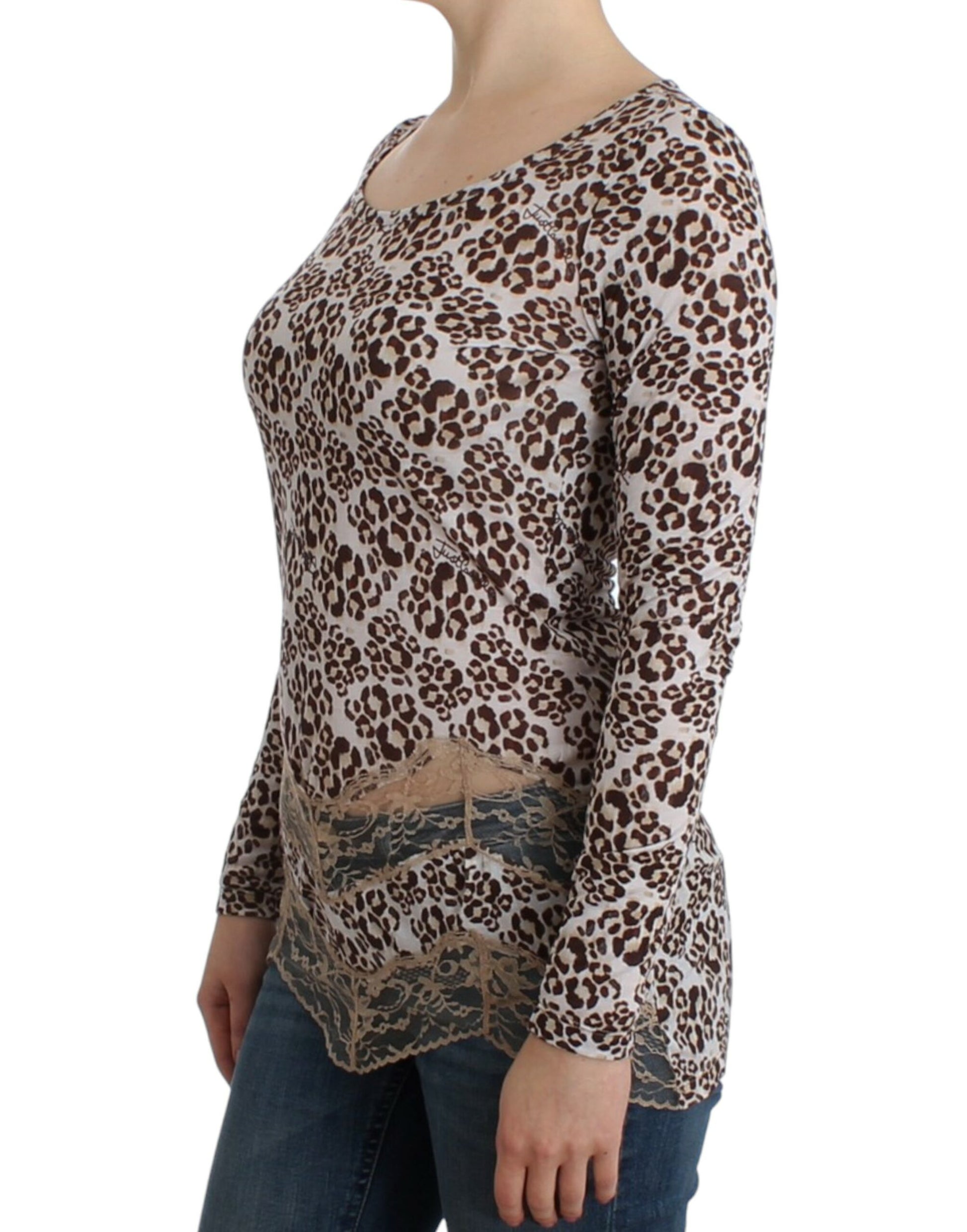 Cavalli Elegant Floral Lace Longsleeve Top - The Home of Luxury