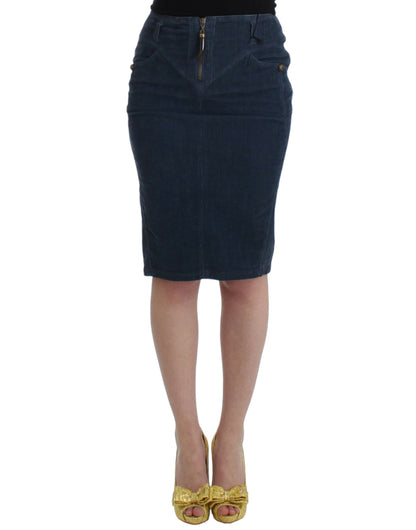 Cavalli Elegant Blue Pencil Skirt - The Home of Luxury