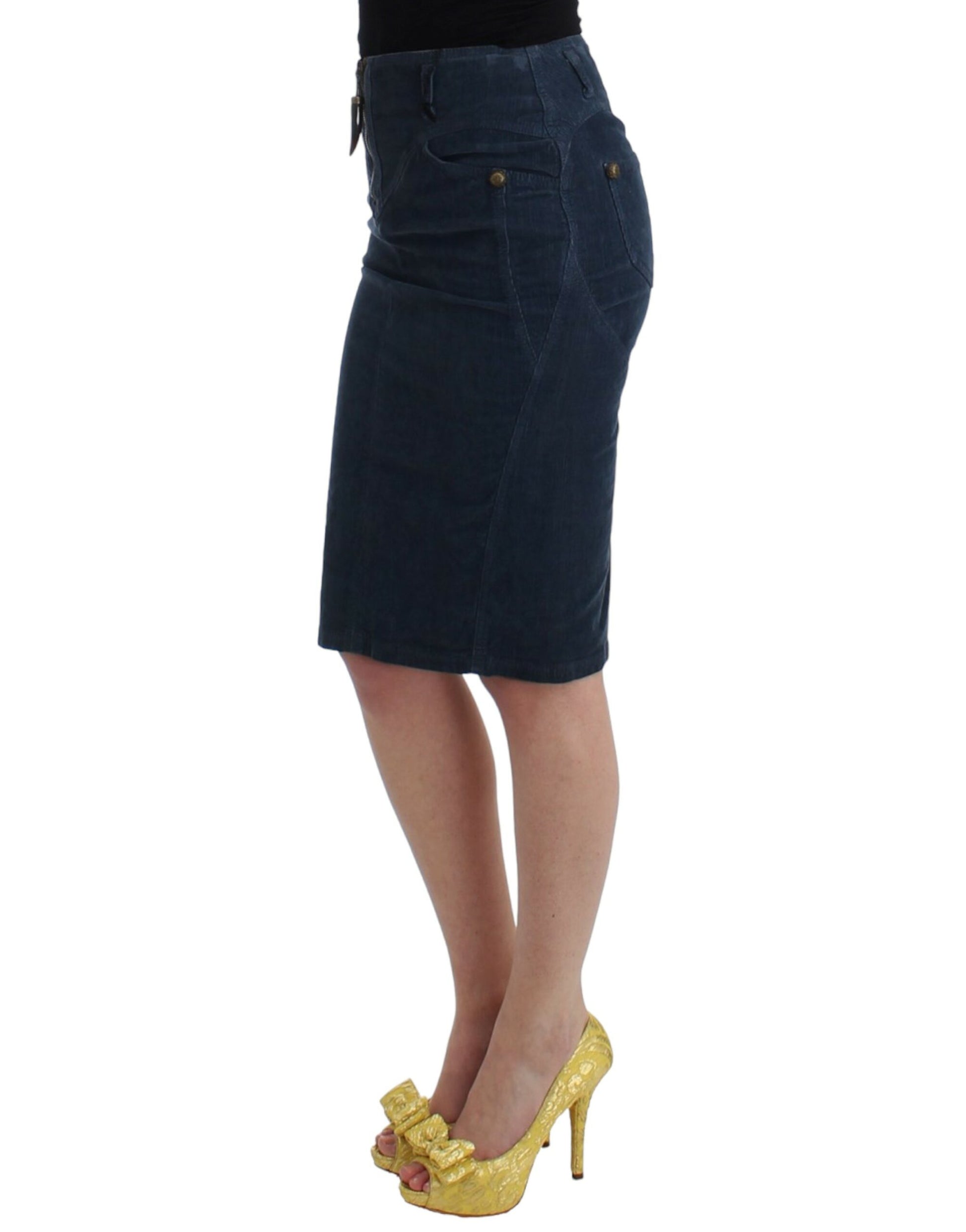 Cavalli Elegant Blue Pencil Skirt - The Home of Luxury