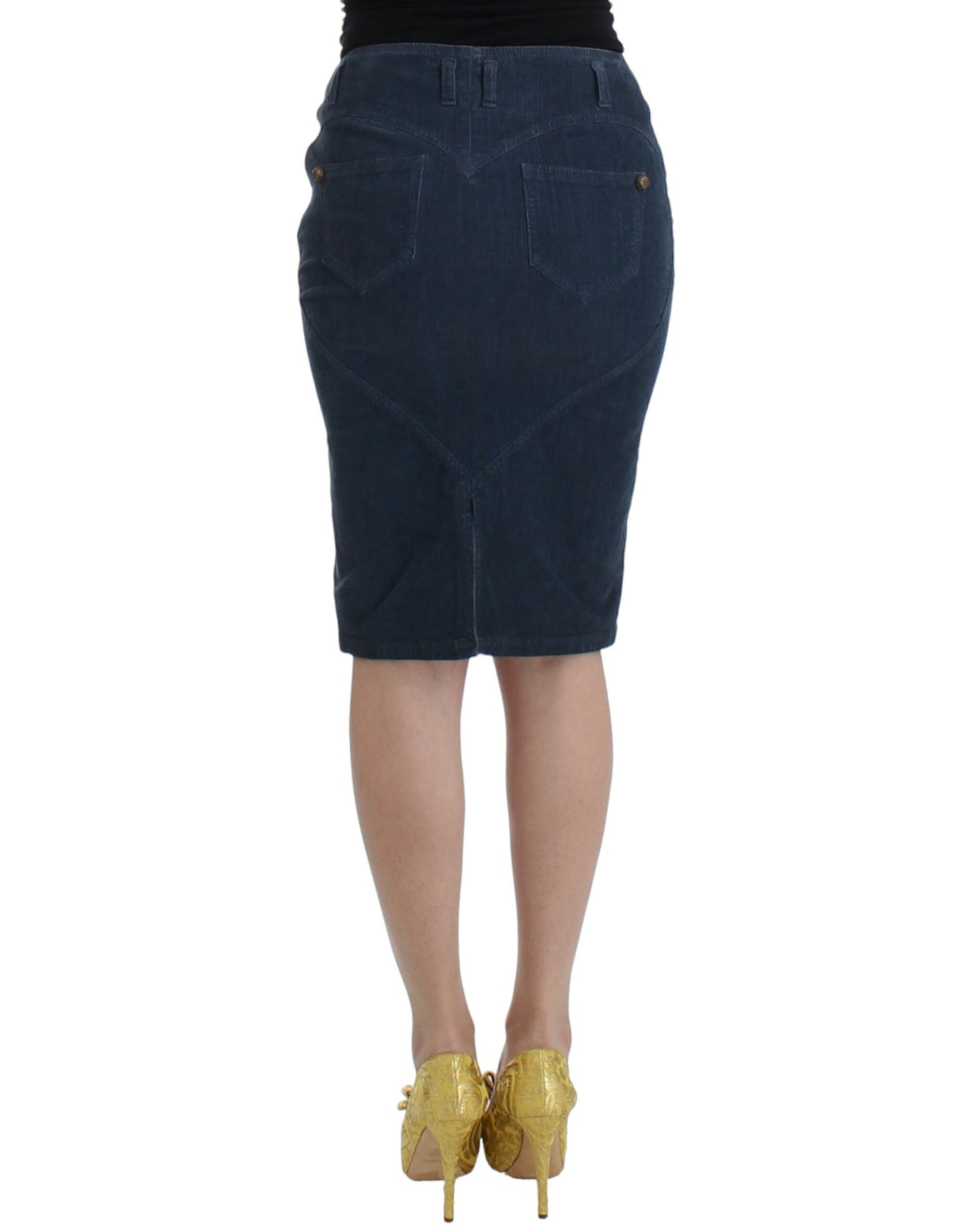 Cavalli Elegant Blue Pencil Skirt - The Home of Luxury