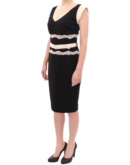 Cavalli Elegant Sheath Lace Dress in Black and Beige - The Home of Luxury