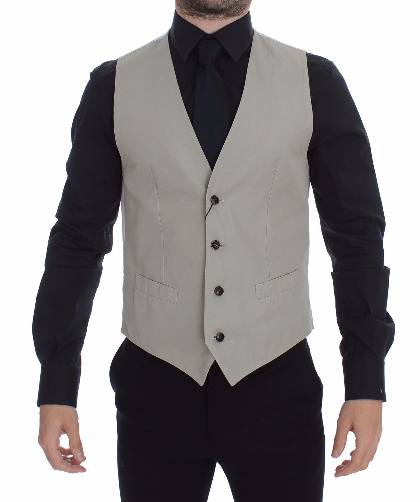 Dolce & Gabbana Chic Beige Single Breasted Dress Vest - The Home of Luxury