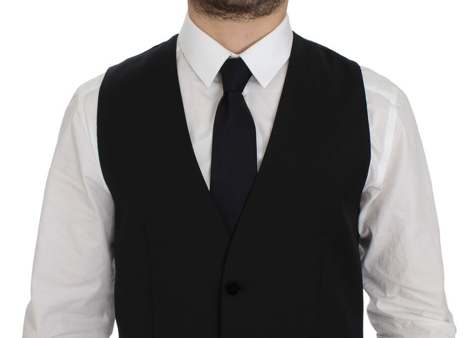 Dolce & Gabbana Elegant Black Wool Formal Dress Vest - The Home of Luxury