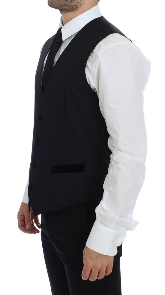 Dolce & Gabbana Elegant Black Wool Formal Dress Vest - The Home of Luxury