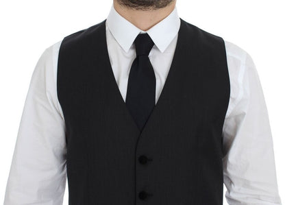 Dolce & Gabbana Elegant Gray Wool Dress Vest - The Home of Luxury