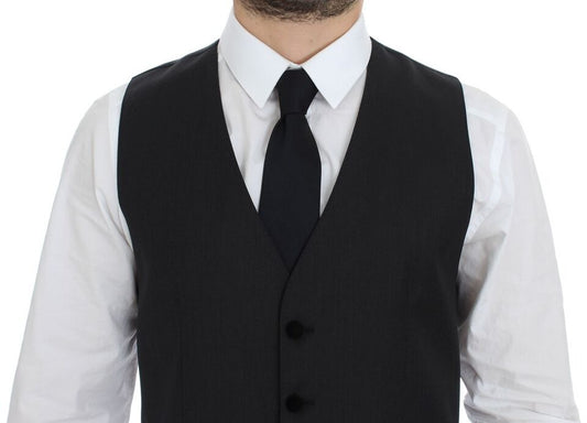 Dolce & Gabbana Elegant Gray Wool Dress Vest - The Home of Luxury