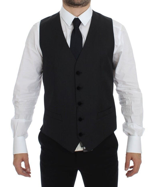 Dolce & Gabbana Elegant Gray Wool Dress Vest - The Home of Luxury