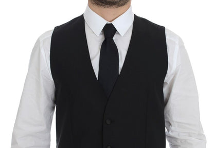 Dolce & Gabbana Elegant Black Wool Silk Dress Vest - The Home of Luxury